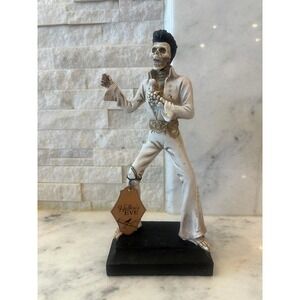 Hallows Eve Skeleton Elvis Figurine Halloween Decor Rock n Roll King Statue